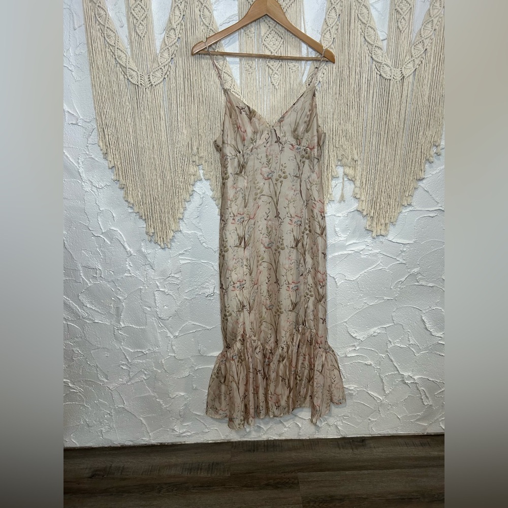 Storia Cream Ruffled Fairy-core Tiered Floral Maxi Dress Women’s size Large - Picture 3 of 16